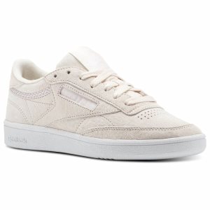 Reebok Club C 85 Trim Nubuck Turnschuhe Damen - Rosa/Weiß/Grau - DE 947-GNS